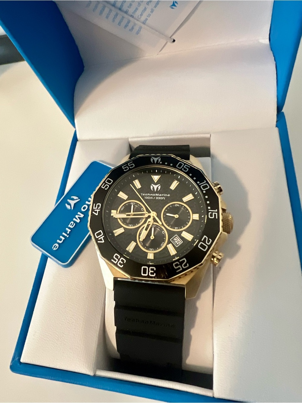 Technomarine Black Silicone Strap with Gold Buckle Accent
